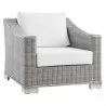 Modway Conway Outdoor Patio Wicker Rattan Armchair in Light Gray White - Front Side Angle - Modway Conway Outdoor Patio Wicker Rattan Armchair in Light Gray White - Front Side Angle