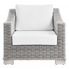 Modway Conway Outdoor Patio Wicker Rattan Armchair in Light Gray White - Front Angle