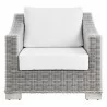 Modway Conway Outdoor Patio Wicker Rattan Armchair in Light Gray White - Front Angle - Modway Conway Outdoor Patio Wicker Rattan Armchair in Light Gray White - Front Angle