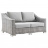 Modway Conway Outdoor Patio Wicker Rattan Loveseat in Light Gray Gray - Front Side Angle
