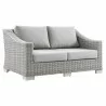 Modway Conway Outdoor Patio Wicker Rattan Loveseat in Light Gray Gray - Front Side Angle - Modway Conway Outdoor Patio Wicker Rattan Loveseat in Light Gray Gray - Front Side Angle