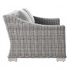 Modway Conway Outdoor Patio Wicker Rattan Loveseat in Light Gray Gray - Side Angle