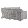Modway Conway Outdoor Patio Wicker Rattan Loveseat in Light Gray Gray - Back Side Angle