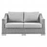 Modway Conway Outdoor Patio Wicker Rattan Loveseat in Light Gray Gray - Front Angle