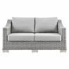 Modway Conway Outdoor Patio Wicker Rattan Loveseat in Light Gray Gray - Front Angle - Modway Conway Outdoor Patio Wicker Rattan Loveseat in Light Gray Gray - Front Angle