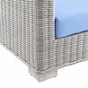 Modway Conway Outdoor Patio Wicker Rattan Loveseat in Light Gray Light Blue - Base Angle - Modway Conway Outdoor Patio Wicker Rattan Loveseat in Light Gray Light Blue - Base Angle
