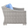 Modway Conway Outdoor Patio Wicker Rattan Loveseat in Light Gray Light Blue - Side Angle