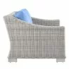 Modway Conway Outdoor Patio Wicker Rattan Loveseat in Light Gray Light Blue - Side Angle - Modway Conway Outdoor Patio Wicker Rattan Loveseat in Light Gray Light Blue - Side Angle