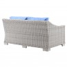 Modway Conway Outdoor Patio Wicker Rattan Loveseat in Light Gray Light Blue - Back Side Angle