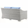 Modway Conway Outdoor Patio Wicker Rattan Loveseat in Light Gray Light Blue - Back Side Angle - Modway Conway Outdoor Patio Wicker Rattan Loveseat in Light Gray Light Blue - Back Side Angle