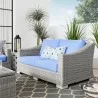 Modway Conway Outdoor Patio Wicker Rattan Loveseat in Light Gray Light Blue - Lifestyle - Modway Conway Outdoor Patio Wicker Rattan Loveseat in Light Gray Light Blue - Lifestyle
