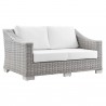 Modway Conway Outdoor Patio Wicker Rattan Loveseat - Light Gray White - Front Side Angle