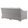 Modway Conway Outdoor Patio Wicker Rattan Loveseat - Light Gray White - Back Side Angle