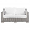 Modway Conway Outdoor Patio Wicker Rattan Loveseat - Light Gray White - Front Angle