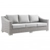 Modway Conway Outdoor Patio Wicker Rattan Sofa - Light Gray Gray - Front Side Angle - Modway Conway Outdoor Patio Wicker Rattan Sofa - Light Gray Gray - Front Side Angle