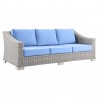 Modway Conway Outdoor Patio Wicker Rattan Sofa - Light Gray Light Blue - Front Side Angle
