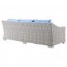 Modway Conway Outdoor Patio Wicker Rattan Sofa - Light Gray Light Blue - Back Side Angle