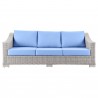 Modway Conway Outdoor Patio Wicker Rattan Sofa - Light Gray Light Blue - Front Angle
