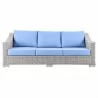 Modway Conway Outdoor Patio Wicker Rattan Sofa - Light Gray Light Blue - Front Angle - Modway Conway Outdoor Patio Wicker Rattan Sofa - Light Gray Light Blue - Front Angle