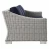 Modway Conway Outdoor Patio Wicker Rattan Sofa in Light Gray Navy - Side Angle - Modway Conway Outdoor Patio Wicker Rattan Sofa in Light Gray Navy - Side Angle