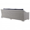 Modway Conway Outdoor Patio Wicker Rattan Sofa in Light Gray Navy - Back  Side Angle