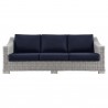 Modway Conway Outdoor Patio Wicker Rattan Sofa in Light Gray Navy - Front Angle