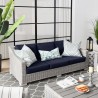 Modway Conway Outdoor Patio Wicker Rattan Sofa in Light Gray Navy - Lifestyle