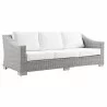Modway Conway Outdoor Patio Wicker Rattan Sofa in Light Gray White - Front Side Angle - Modway Conway Outdoor Patio Wicker Rattan Sofa in Light Gray White - Front Side Angle