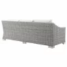 Modway Conway Outdoor Patio Wicker Rattan Sofa in Light Gray White - Back Side Angle - Modway Conway Outdoor Patio Wicker Rattan Sofa in Light Gray White - Back Side Angle