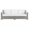 Modway Conway Outdoor Patio Wicker Rattan Sofa in Light Gray White - Front  Angle