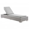 Modway Conway Outdoor Patio Wicker Rattan Chaise Lounge in Light Gray Gray - Reclined in Front Side Angle