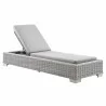 Modway Conway Outdoor Patio Wicker Rattan Chaise Lounge in Light Gray Gray - Reclined in Front Side Angle - Modway Conway Outdoor Patio Wicker Rattan Chaise Lounge in Light Gray Gray - Reclined in Front Side Angle