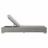 Modway Conway Outdoor Patio Wicker Rattan Chaise Lounge in Light Gray Gray - Reclined in Front Angle - Modway Conway Outdoor Patio Wicker Rattan Chaise Lounge in Light Gray Gray - Reclined in Front Angle