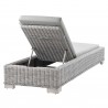 Modway Conway Outdoor Patio Wicker Rattan Chaise Lounge in Light Gray Gray - Reclined in Back Side Angle