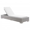 Modway Conway Outdoor Patio Wicker Rattan Chaise Lounge in Light Gray White - Reclined in Front Side Angle