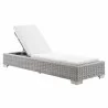 Modway Conway Outdoor Patio Wicker Rattan Chaise Lounge in Light Gray White - Reclined in Front Side Angle - Modway Conway Outdoor Patio Wicker Rattan Chaise Lounge in Light Gray White - Reclined in Front Side Angle