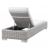 Modway Conway Outdoor Patio Wicker Rattan Chaise Lounge in Light Gray White - Reclined in Back Side Angle