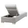 Modway Conway Outdoor Patio Wicker Rattan Chaise Lounge in Light Gray White - Reclined in Back Side Angle - Modway Conway Outdoor Patio Wicker Rattan Chaise Lounge in Light Gray White - Reclined in Back Side Angle