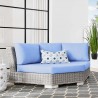 Modway Conway Outdoor Patio Wicker Rattan Round Corner Chair in Light Gray Light Blue  - Lifestyle