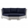 Modway Conway Outdoor Patio Wicker Rattan Round Corner Chair in Light Gray Navy - Front Angle