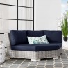 Modway Conway Outdoor Patio Wicker Rattan Round Corner Chair in Light Gray Navy - Lifestyle