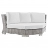 Modway Conway Outdoor Patio Wicker Rattan Round Corner Chair in Light Gray White - Front Side Angle