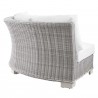 Modway Conway Outdoor Patio Wicker Rattan Round Corner Chair in Light Gray White - Back Side Angle
