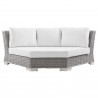 Modway Conway Outdoor Patio Wicker Rattan Round Corner Chair in Light Gray White - Front Angle