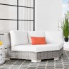 Modway Conway Outdoor Patio Wicker Rattan Round Corner Chair in Light Gray White - Lifestyle