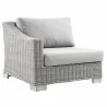 Modway Conway Outdoor Patio Wicker Rattan Left-Arm Chair in Light Gray Gray - Front Side Angle - Modway Conway Outdoor Patio Wicker Rattan Left-Arm Chair in Light Gray Gray - Front Side Angle