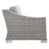 Modway Conway Outdoor Patio Wicker Rattan Left-Arm Chair in Light Gray Gray - Side Angle