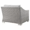 Modway Conway Outdoor Patio Wicker Rattan Left-Arm Chair in Light Gray Gray - Back Side Angle - Modway Conway Outdoor Patio Wicker Rattan Left-Arm Chair in Light Gray Gray - Back Side Angle