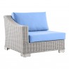 Modway Conway Outdoor Patio Wicker Rattan Left-Arm Chair in Light Gray Light Blue - Front Side Angle
