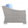 Modway Conway Outdoor Patio Wicker Rattan Left-Arm Chair in Light Gray Light Blue - Side Angle